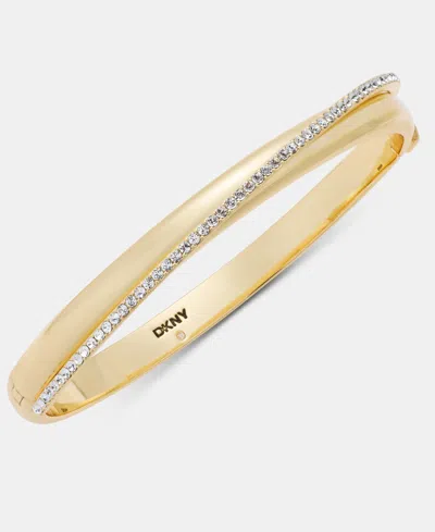 Dkny Pave Crossover Bangle Bracelet In Crystal
