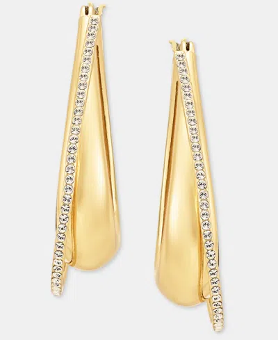 Dkny Pave Crossover Oval Hoop Earrings In Gold