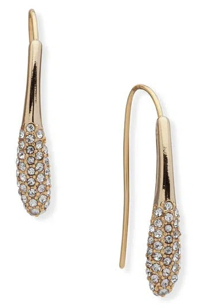 Dkny Pavé Crystal Teardrop Threader Earrings In Gold