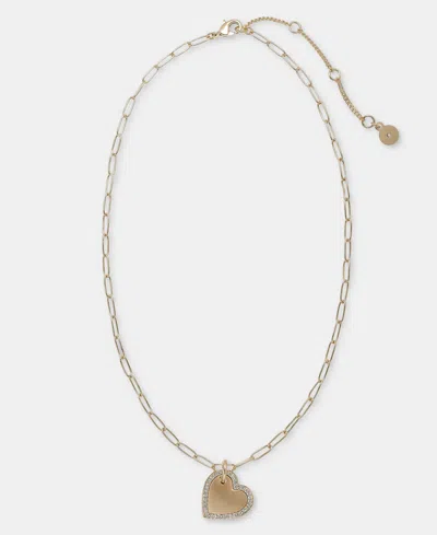 Dkny Pave Heart Pendant Necklace, 16" + 3" Extender In Transparent