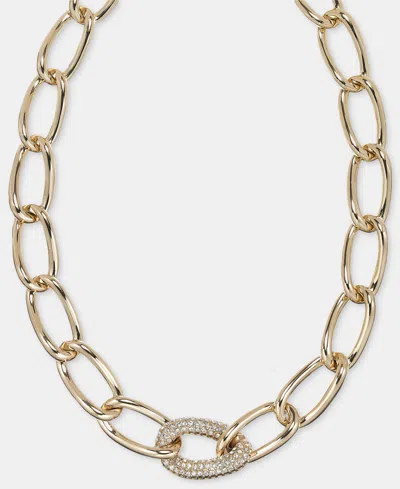 Dkny Pave Large Link Collar Necklace, 16" + 3" Extender In Crystal