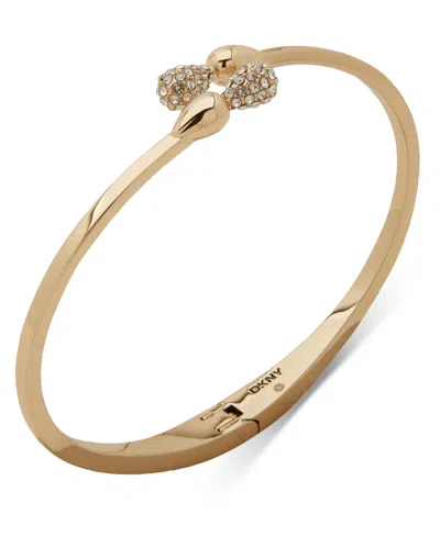 Dkny Pave Pear-shape Bypass Bangle Bracelet In White