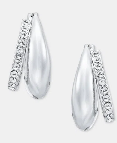 Dkny Pave Puffy Split-hoop Earrings In Silver
