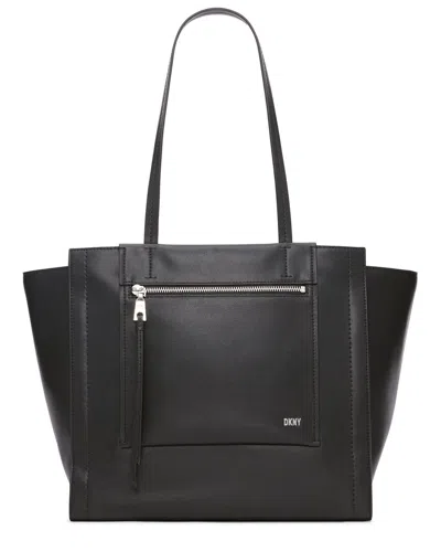 Dkny Pax Large Leather Tote In Black