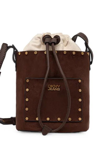 Dkny Payton Studded Bucket Bag In Brown