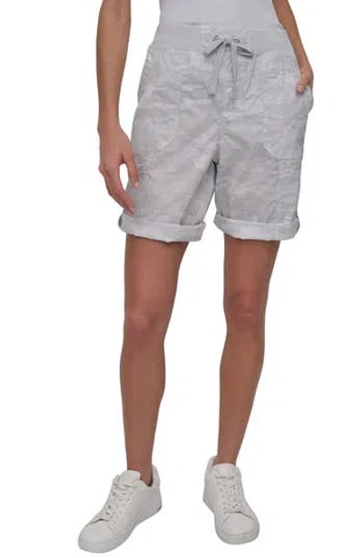 Dkny Peached Poplin Shorts In Gray