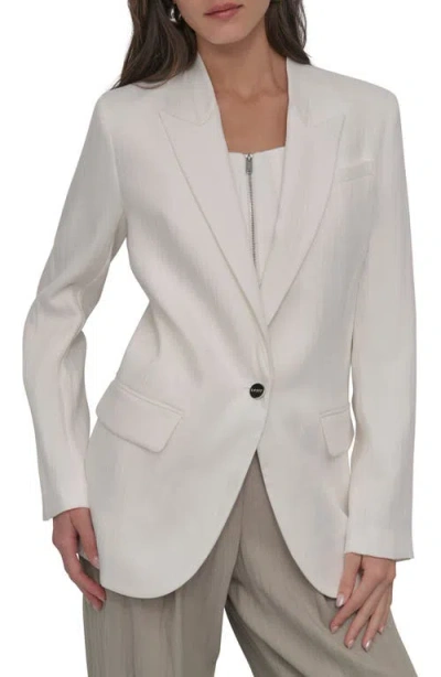 Dkny Peak Lapel Blazer In Ivory