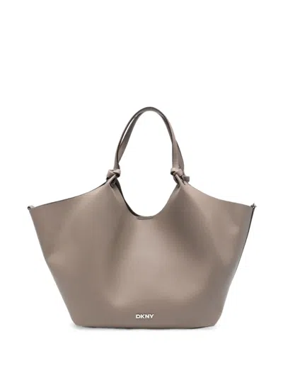Dkny Pebbled Logo-plaque Tote Bag In Neutrals