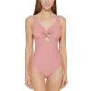 Dkny Peek-a-boo Twist One Piece Swimsuit In Pink In Pink
