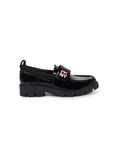Dkny Kids' Penny-slot Patent-leather Loafers In Black