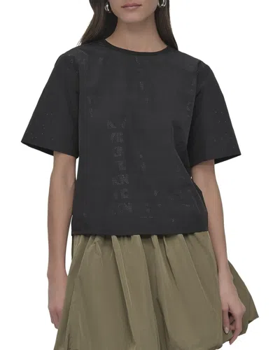 Dkny Perforated Logo Boxy T-shirt In Black