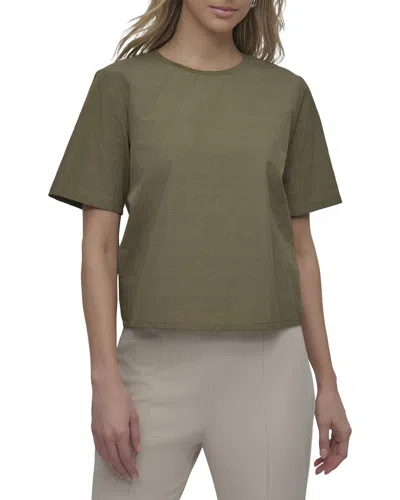 Dkny Perforated Logo Boxy T-shirt In Green
