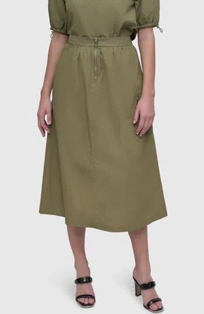 DKNY DKNY PERFORATED TECH FABRIC MIDI SKIRT