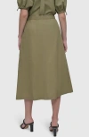 Dkny Perforated Tech Fabric Midi Skirt In Utility Green