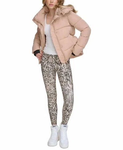 Dkny Performance Lightweight Full Zipper Puffer Jacket In Praline In Pink