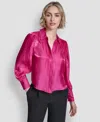 Dkny Petite Balloon-sleeve Blouse In Pink