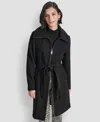 Dkny Petite Belted Zip Front Coat In Black
