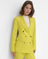 Dkny Petite Double Breasted Jacket Flared Pants In Acid Yellow