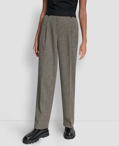 Dkny Petite Double Pleat Trousers In Animal Print