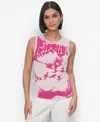 Dkny Petite Floral Sweater-knit Tank In Pink