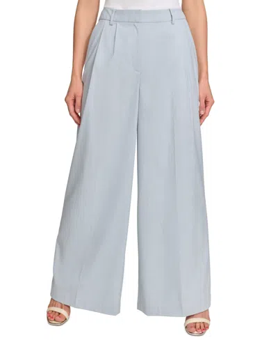 Dkny Petite High-rise Wide-leg Career Pants In Frost Blue Multi