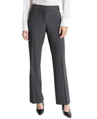 Dkny Petite High-rise Straight-leg Pants In Black
