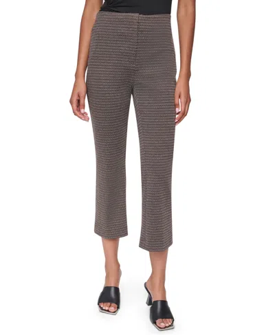 Dkny Petite Knit Diamond Jacquard Straight-leg Pants In Animal Print