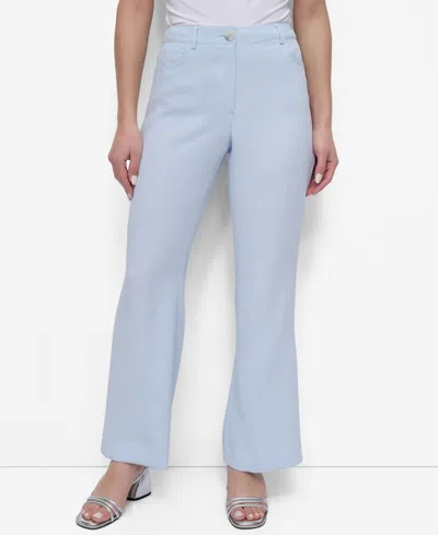 Dkny Petite Mid Rise Straight-leg Pants In Skyway Blue