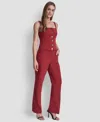 Dkny Petite Mid-rise Streamlined Modern Fit Trouser In Burgundy