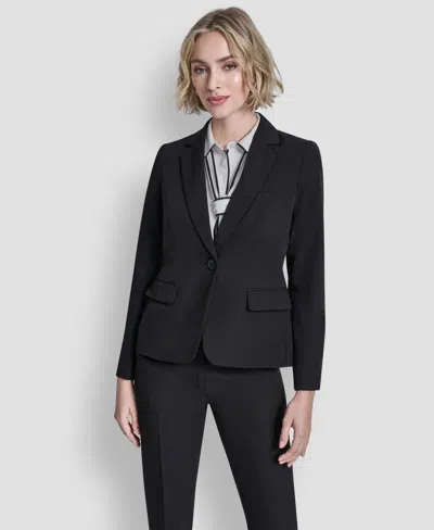 Dkny Petite Notch Collar 1-button Jacket In Black