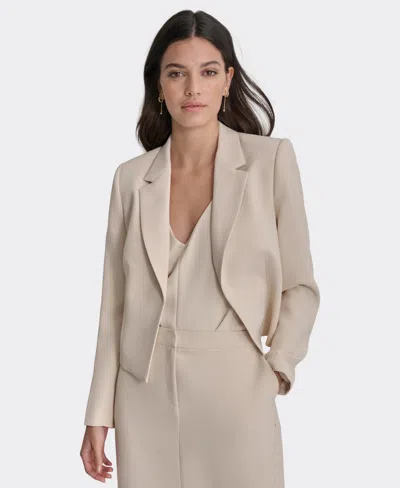 Dkny Petite Notch Collar Open Front Blazer In Parchment