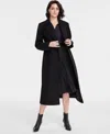 Dkny Notched Collar Double Breasted Coat In Black In Black