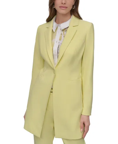 Dkny Petite Notched-collar One-button Topper Jacket In Light Lemon