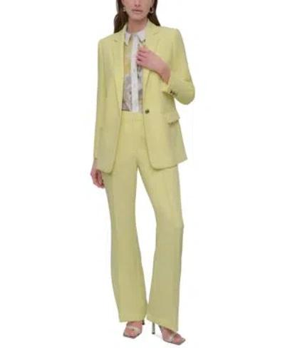 Dkny Petite One Button Blazer Straight Leg Pants In Light Lemon