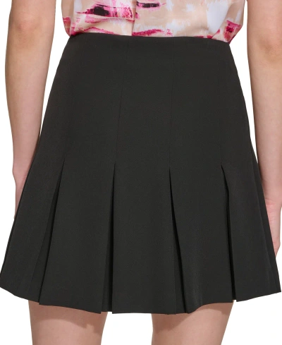 Dkny Petite Pleated Side-zip Mini Skirt In Black