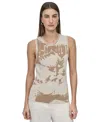 Dkny Petite Printed Sleeveless Knit Top In Brown