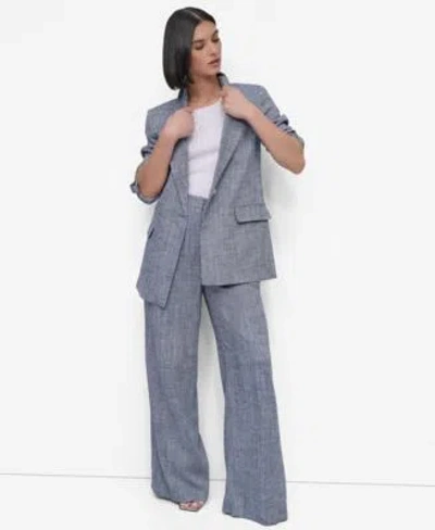 Dkny Petite Roll Tab Sleeve Blazer High Rise Wide Leg Pants