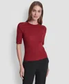 Dkny Petite Short Sleeve Sweater In Red