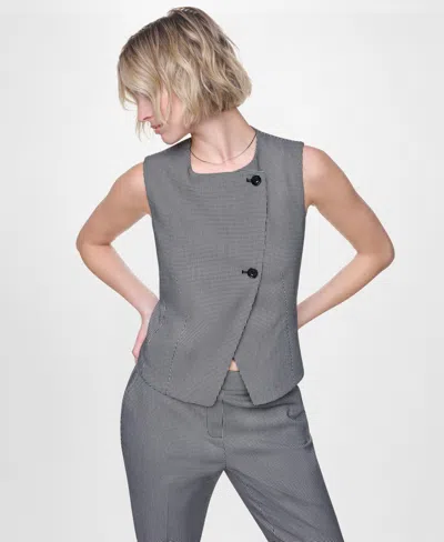 Dkny Petite Sleeveless Asymmetrical Vest In Gray
