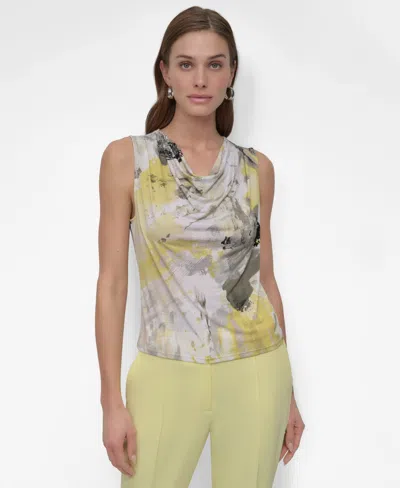 Dkny Petite Sleeveless Cowl Neck Blouse In Multi