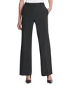 Dkny Petite Solid Fixed-waist Slant-pocket Wide-leg Pants, Created For Macy's In Black