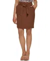 Dkny Petite Tie Front A-line Skirt In Brown