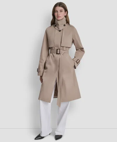 Dkny Petite Utility Rain Coat In Khaki