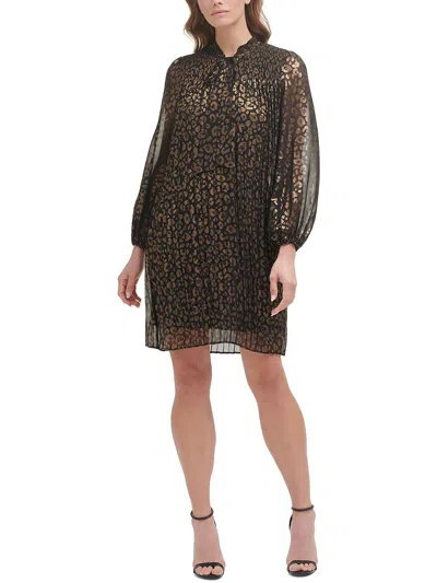 Dkny Petites Womens Animal Print Mini Mini Dress In Black