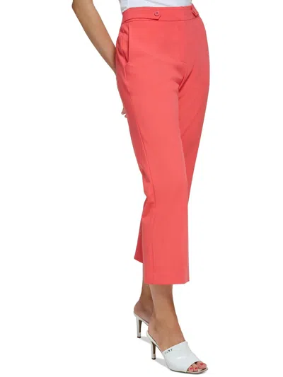 Dkny Petites Womens Crop Polyester Flared Pants In Red