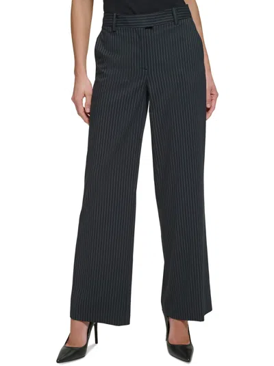 Dkny Petites Womens High Rise Business Wide Leg Pants In Multi