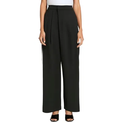 Dkny Petites Womens High-rise Draped Wide Leg Pants In Black