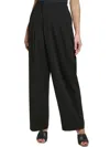 Dkny Petites Womens High-rise Draped Wide Leg Pants In Black