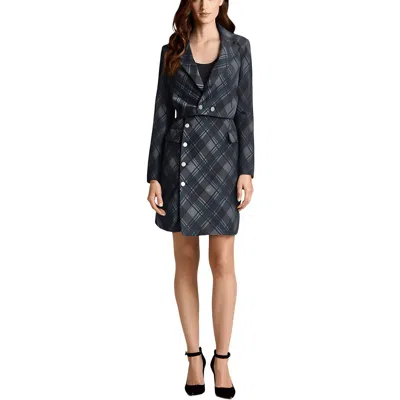 Dkny Petites Womens Plaid Polyester Wear To Work Dress In Gray