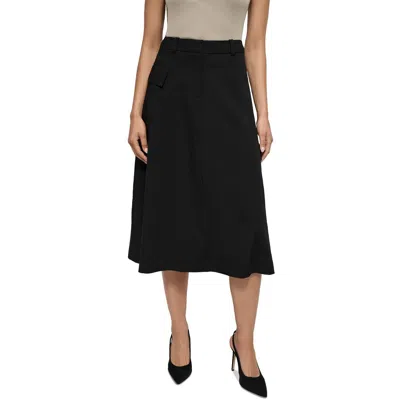 Dkny Petites Womens Pocket Polyester Midi Skirt In Black